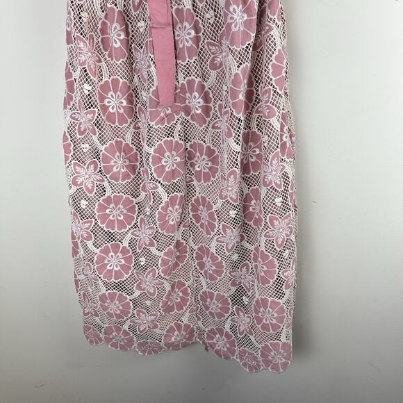 Just Me Embroidered Cutout Floral Lace Midi Tea Dress Formal Party Womens Medium - Picture 8 of 16